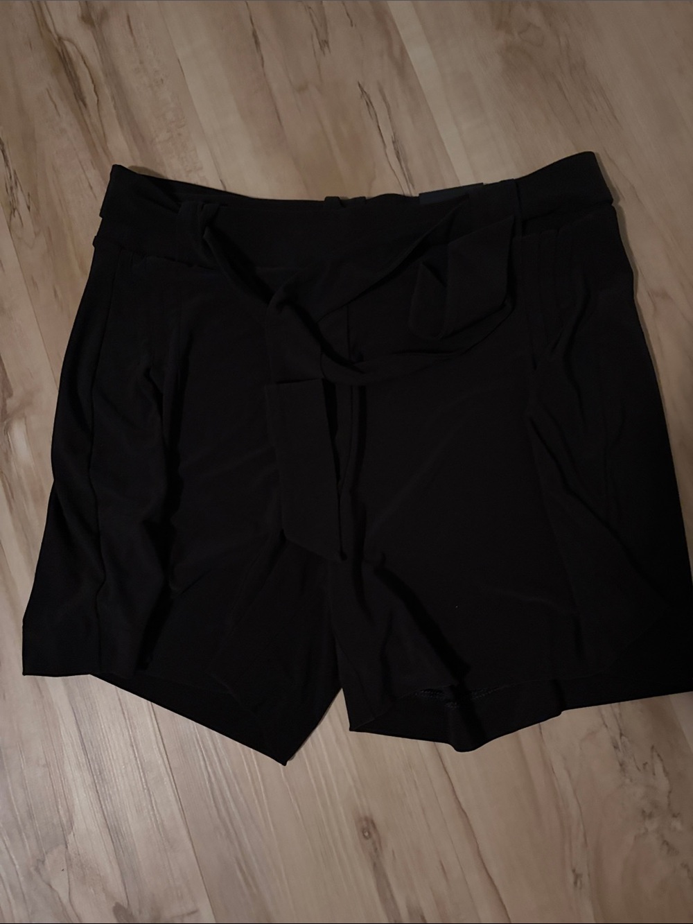 White House Black Market Black High-Waist Tie-Front Shorts